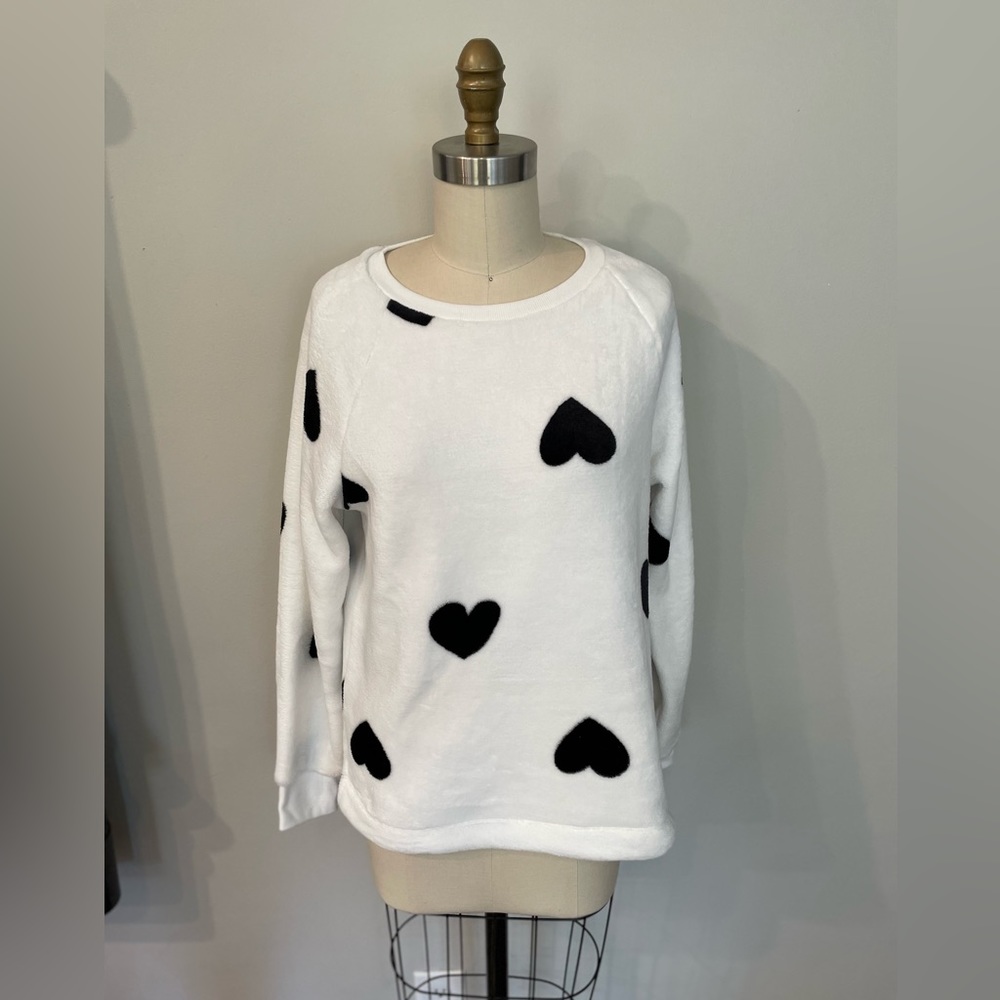 Loft Heart Faux Fur Fleece Sweatshirt